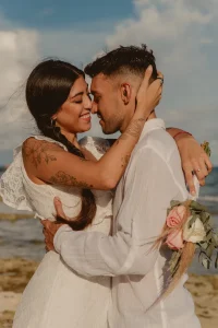 Beautiful wedding photo of Milu and Javi in Playa del Carmen Mexico, destination wedding photography by Joice Dahianna Riviera Maya