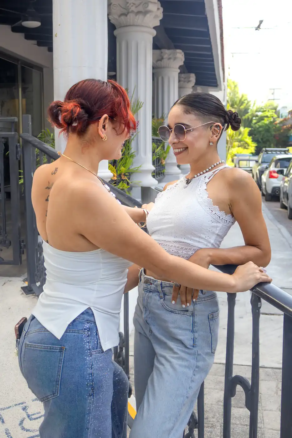 Lesbian couple street portrait photographer Playa del Carmen